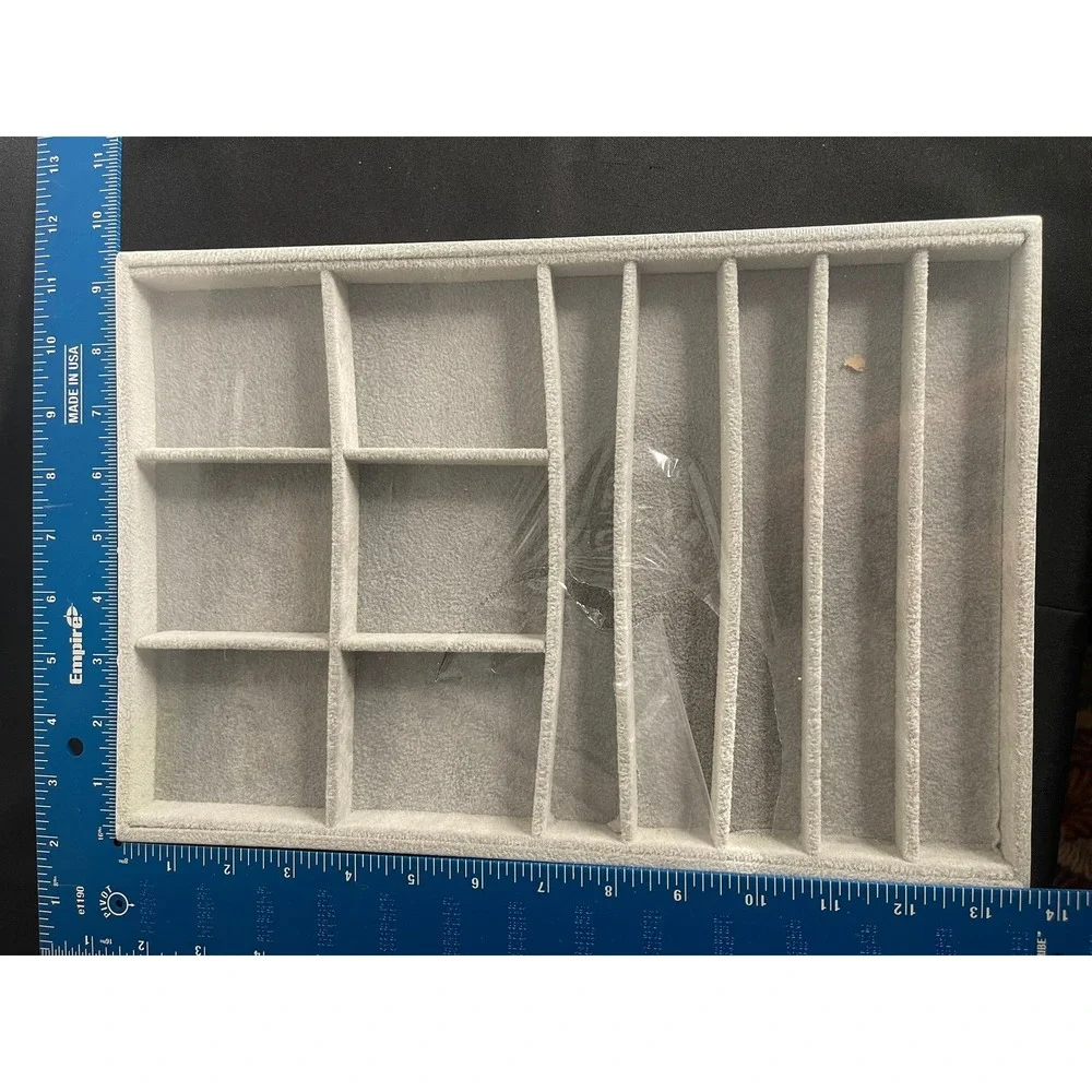 Grey Velvet‎ Stackable Jewelry Organizer Trays 4 Piece Set Drawer Insert Storage